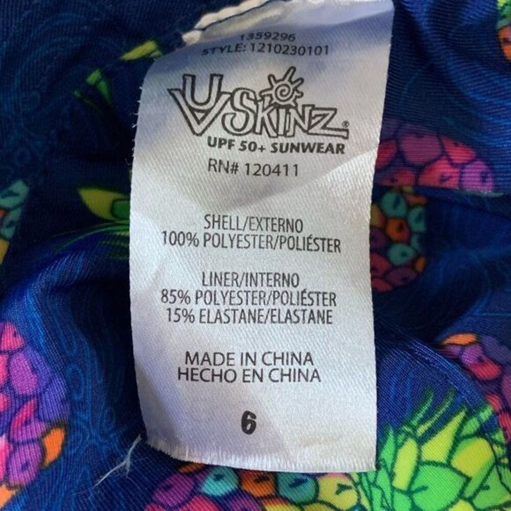 UV SKINZ Kids Reversible Bucket‎ Sun Hat Blue Stripes Pineapples Size 7 - Picture 6 of 7